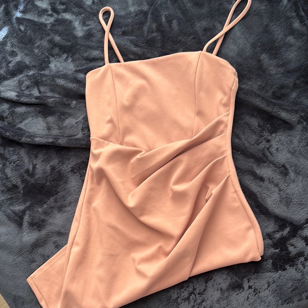 Chic Peach Spaghetti Strap Dress